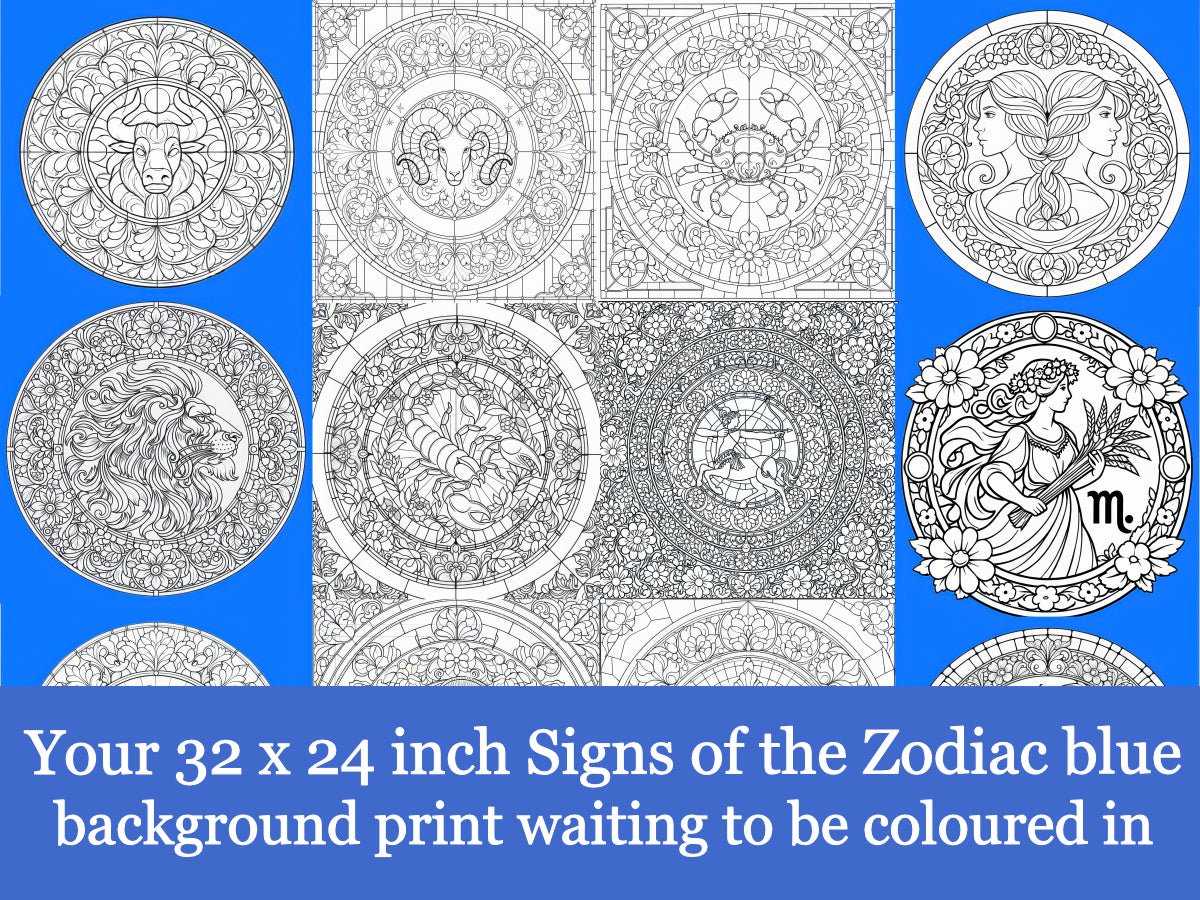 Your Zodiac 32x24x300 Greyscale Blue Background Print