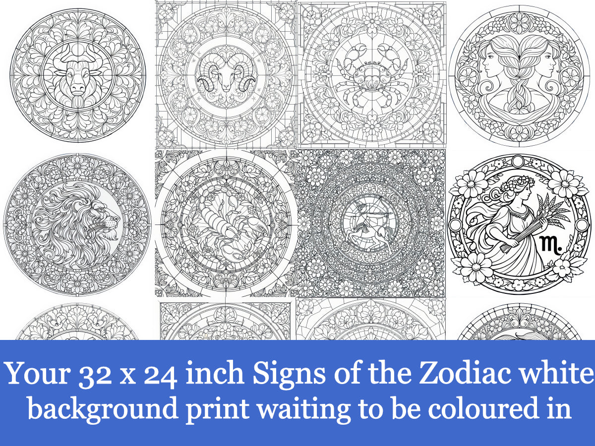 Your Zodiac 32x24x300 Greyscale White Background Print