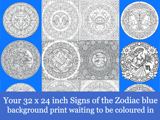 Your Zodiac 32x24x300 Greyscale Blue Background Print