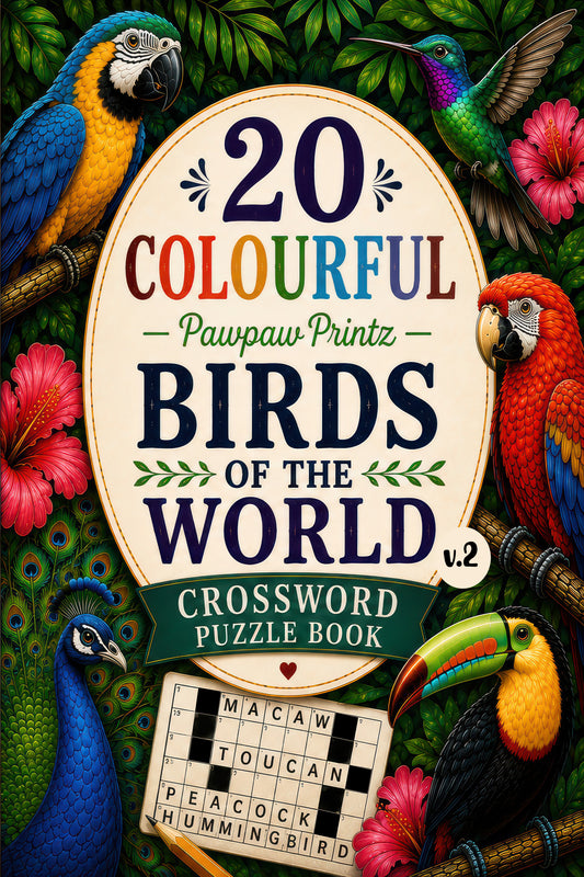 20 Colourful Birds of the World Crossword Book: Volume 2 Digital Download