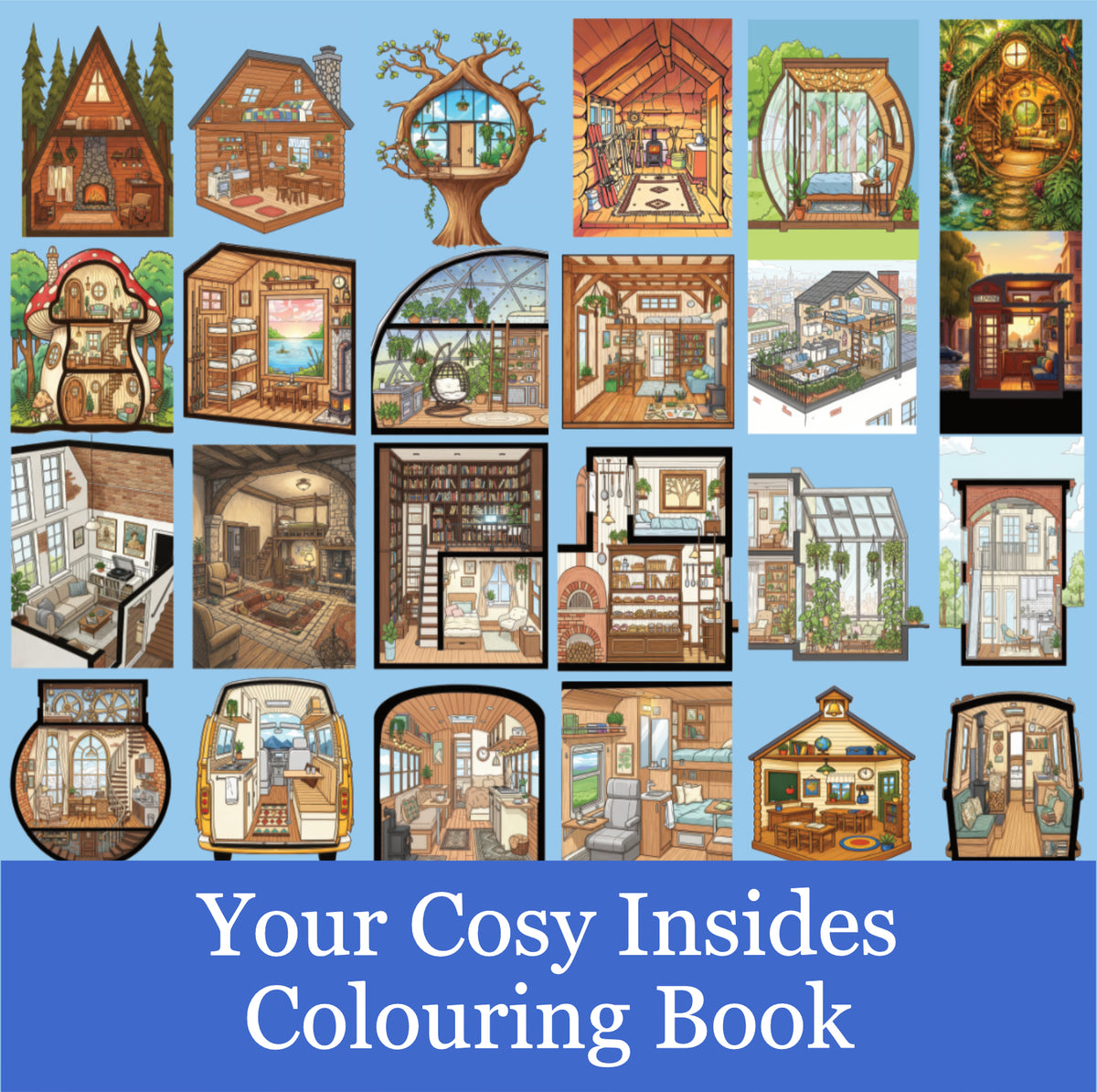 Your 30 Cosy Insides-Tiny Homes and Cabins Colouring Book