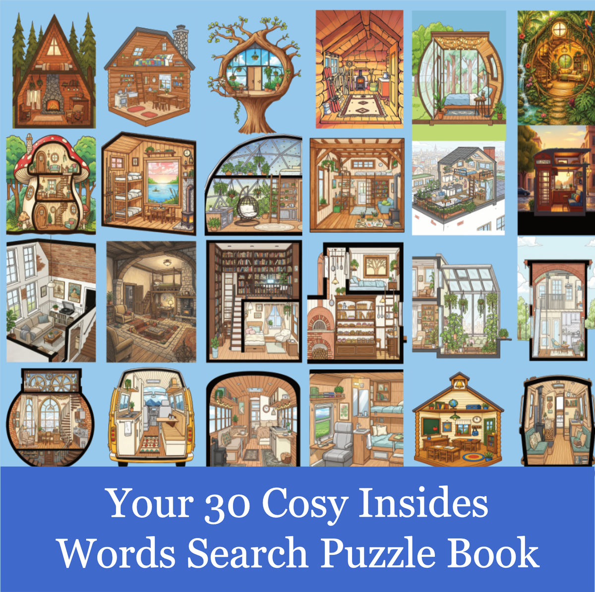 Your 30 Cosy Insides-Tiny Homes and Cabins Word Search Puzzle Book