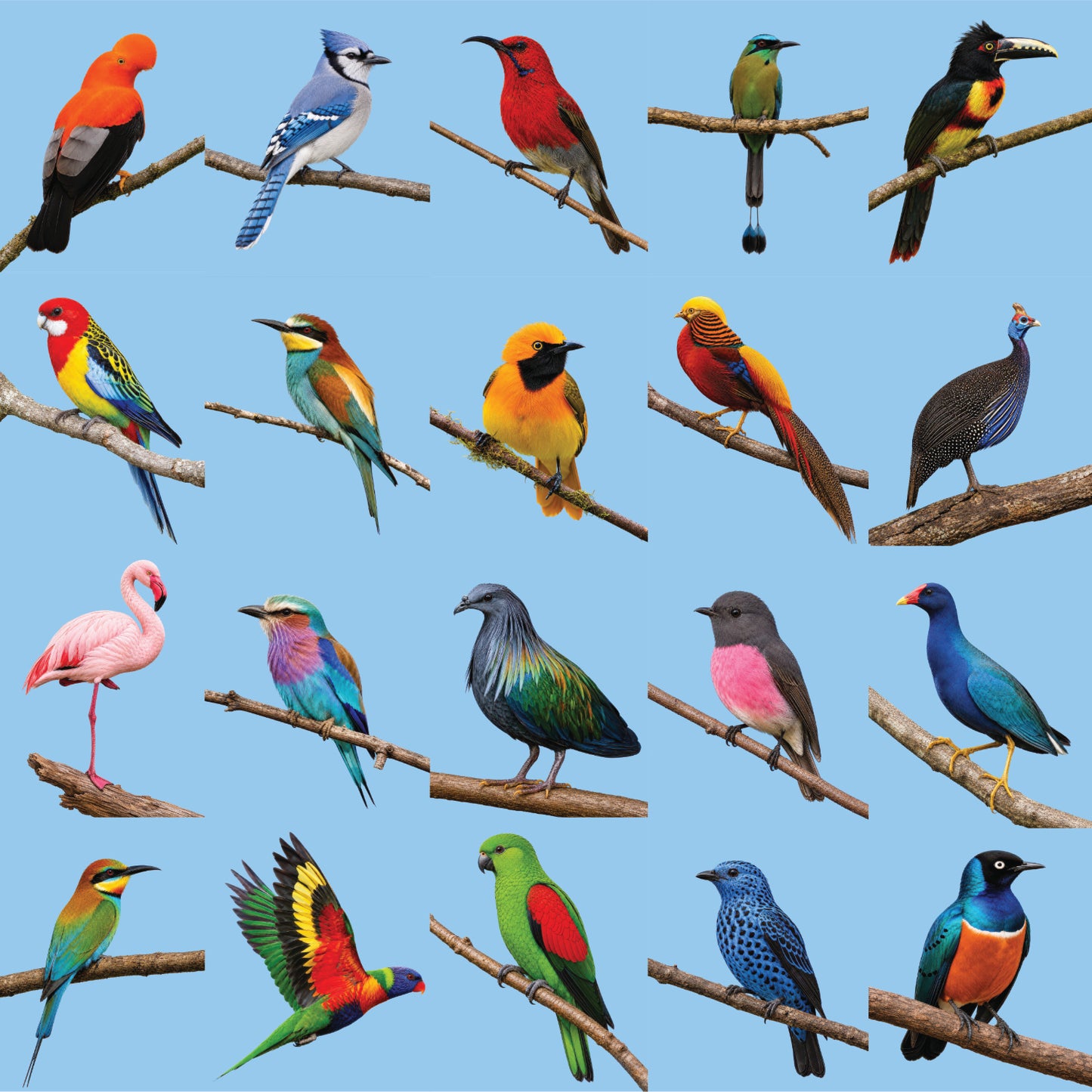 20 Colourful Birds of the World Colouring Book Volumes 1 & 2 (2 colouring books + 4 coloured and 10 line art prints)