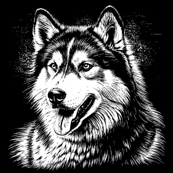 Alaskan Malamute Pencil Sketch Poster Print