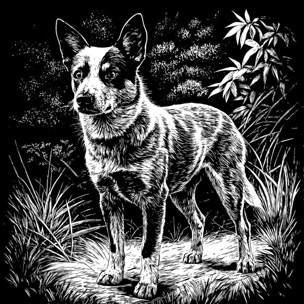 Australian Cattle Dog Pencil Sketch Poster Print