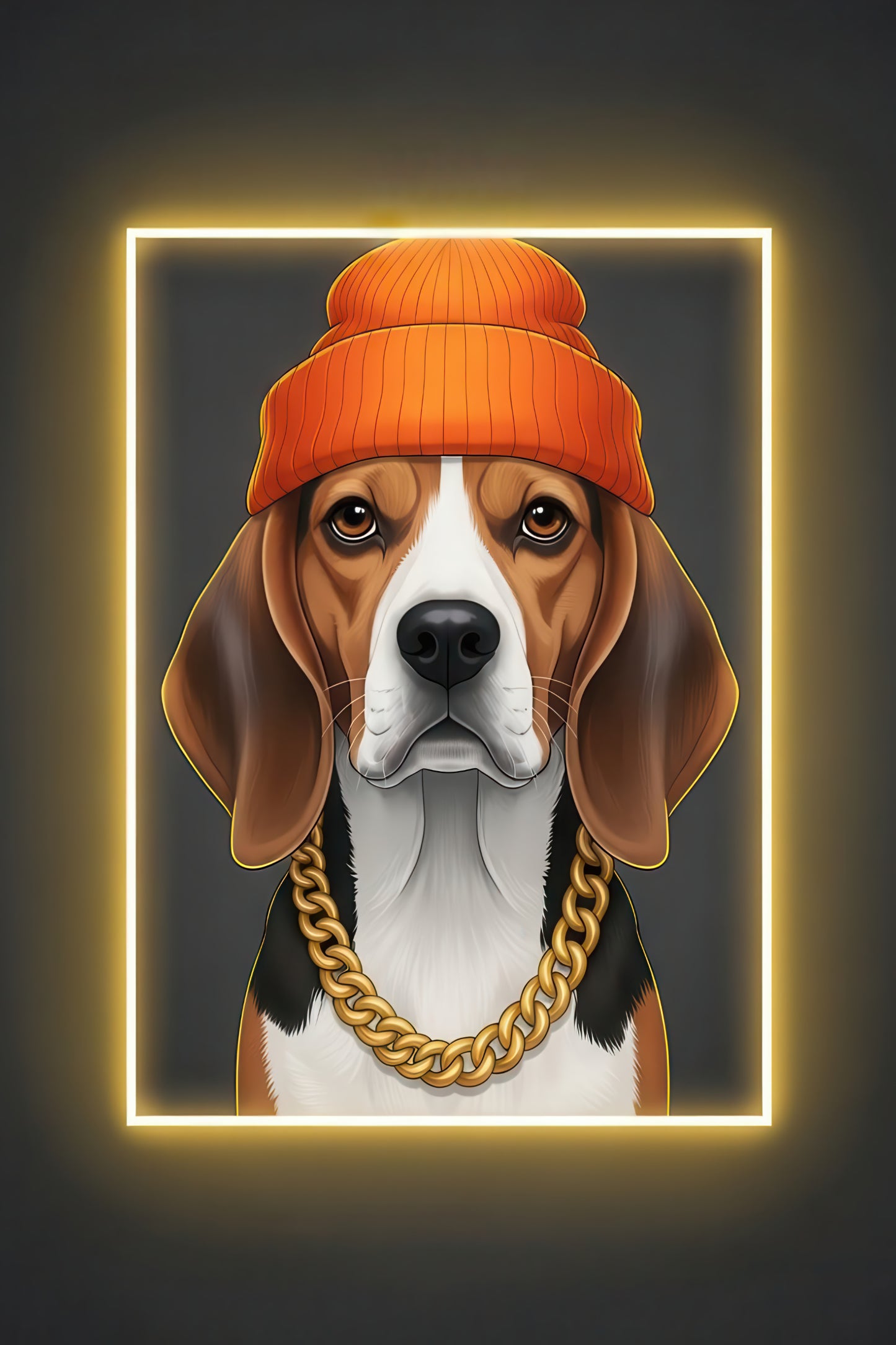 Beagle Neon Portrait Poster Print