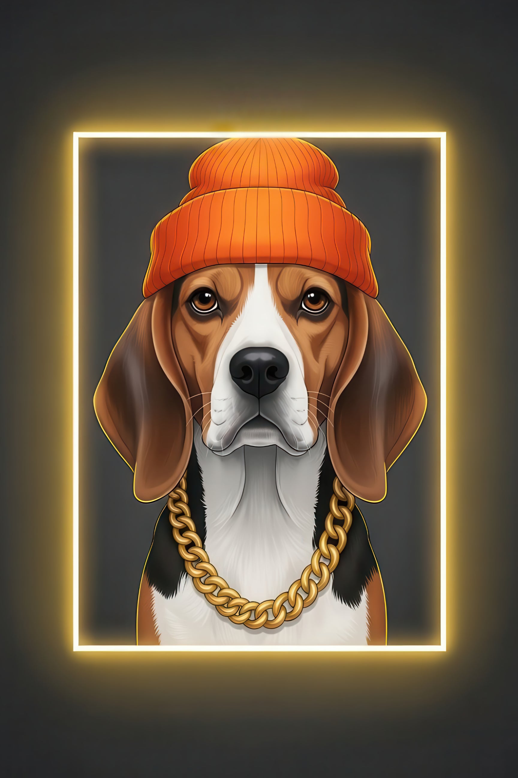 Beagle Neon Portrait Poster Print