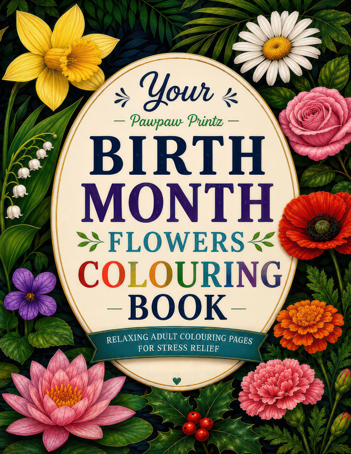 Your Birth Month Flowers Colouring Book