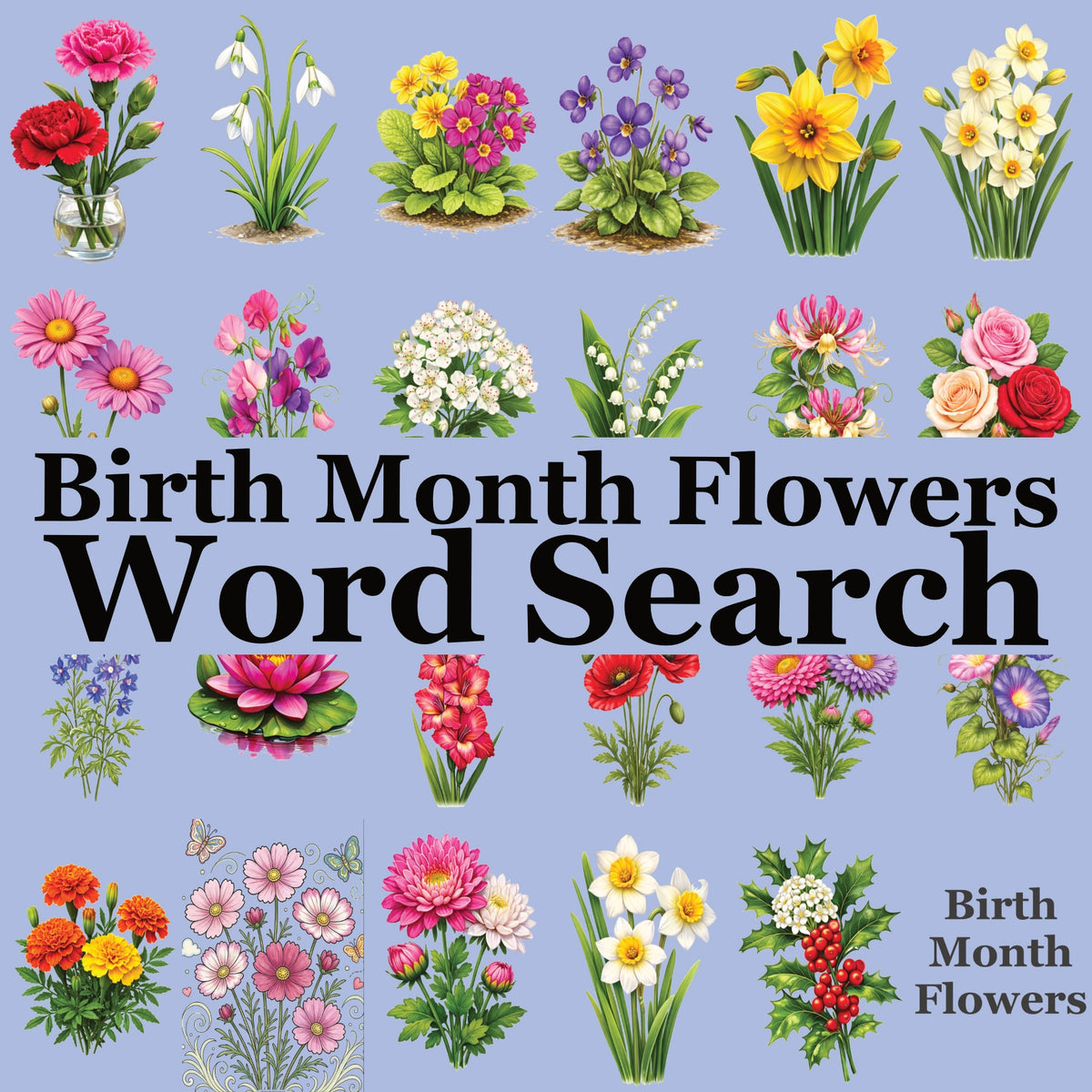 Your Birth Month Flowers Word Search Book