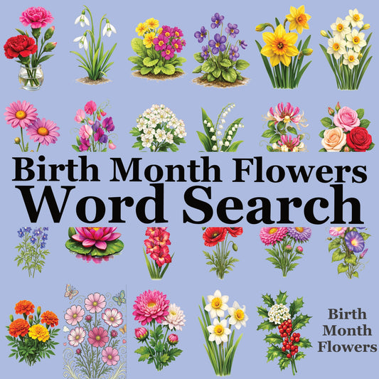 Your Birth Month Flowers Word Search Book