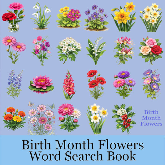 Your Birth Month Flowers Word Search Puzzle Book