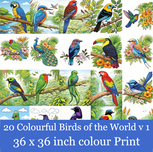 Your 20 Colourful Birds of the World v.1 36x36x300 Colour Poster/Print
