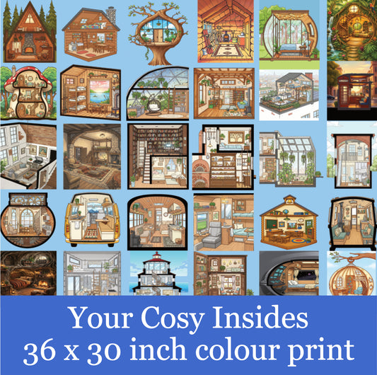 Your 30 Cosy Insides-Tiny Homes and Cabins 36 × 30-inch Colour Print