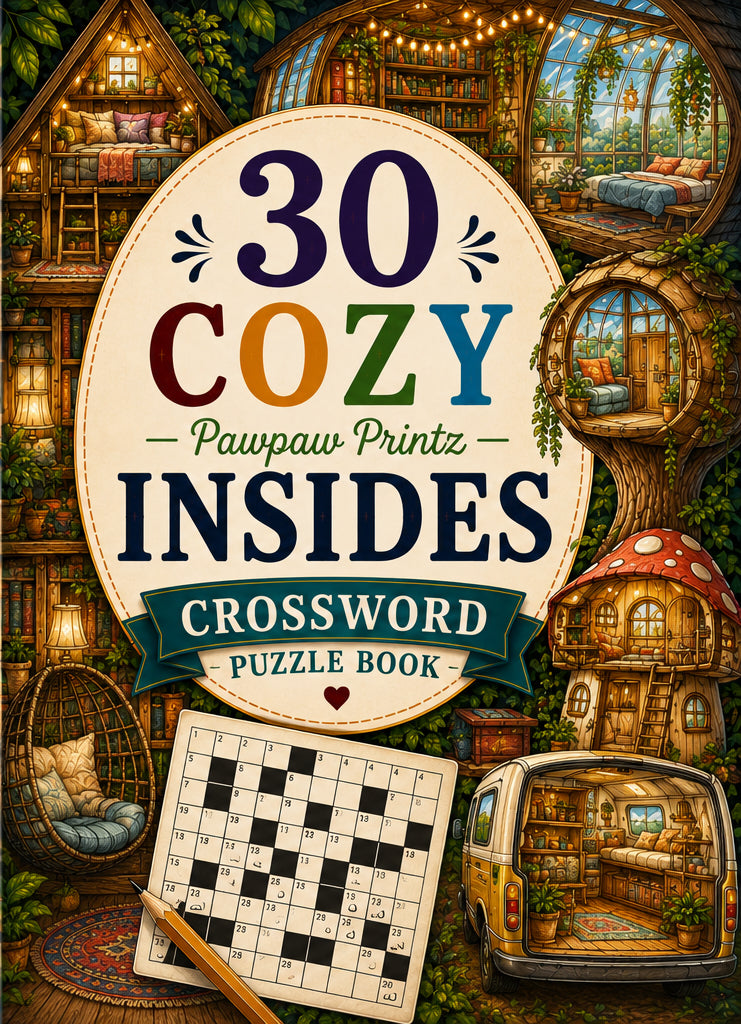 30 Cosy Insides-Tiny Homes and Cabins Crossword Puzzle Book