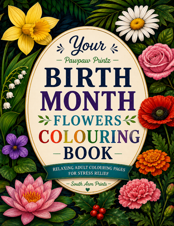 Your Birth Month Flowers Colouring Book