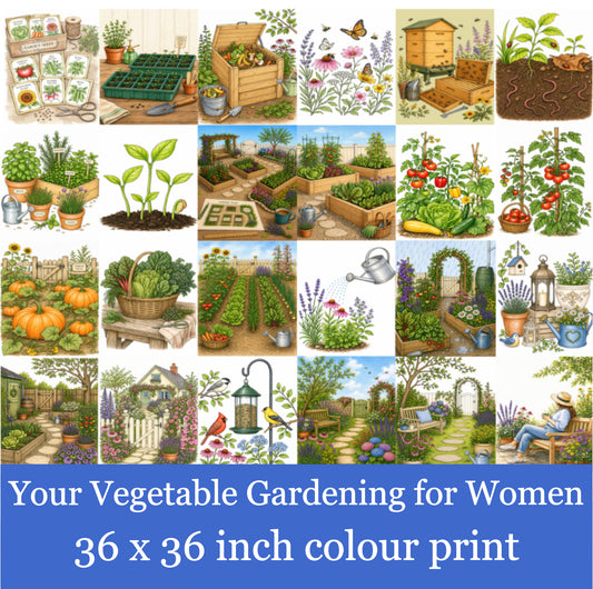 Your Vegetable Gardening for Women 36 x 36-inch Colour Poster/Print