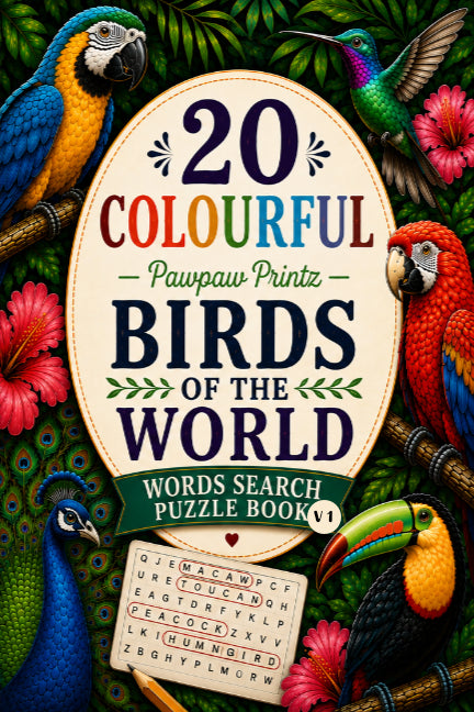 20 Colourful Birds of the World Words Search Puzzle Book – Volume 1