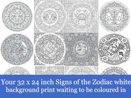 Your Zodiac 32x24x300 Greyscale White Background Print