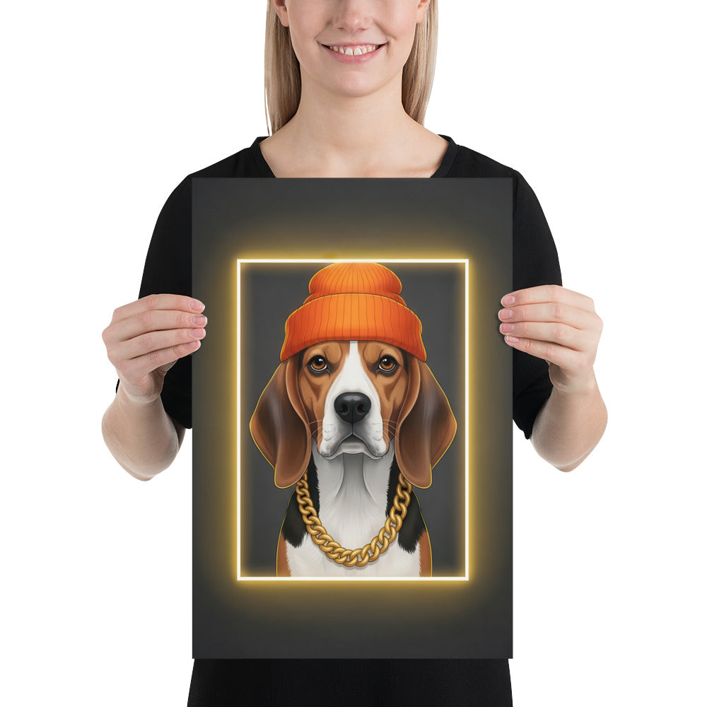 Beagle Neon Portrait Poster Print