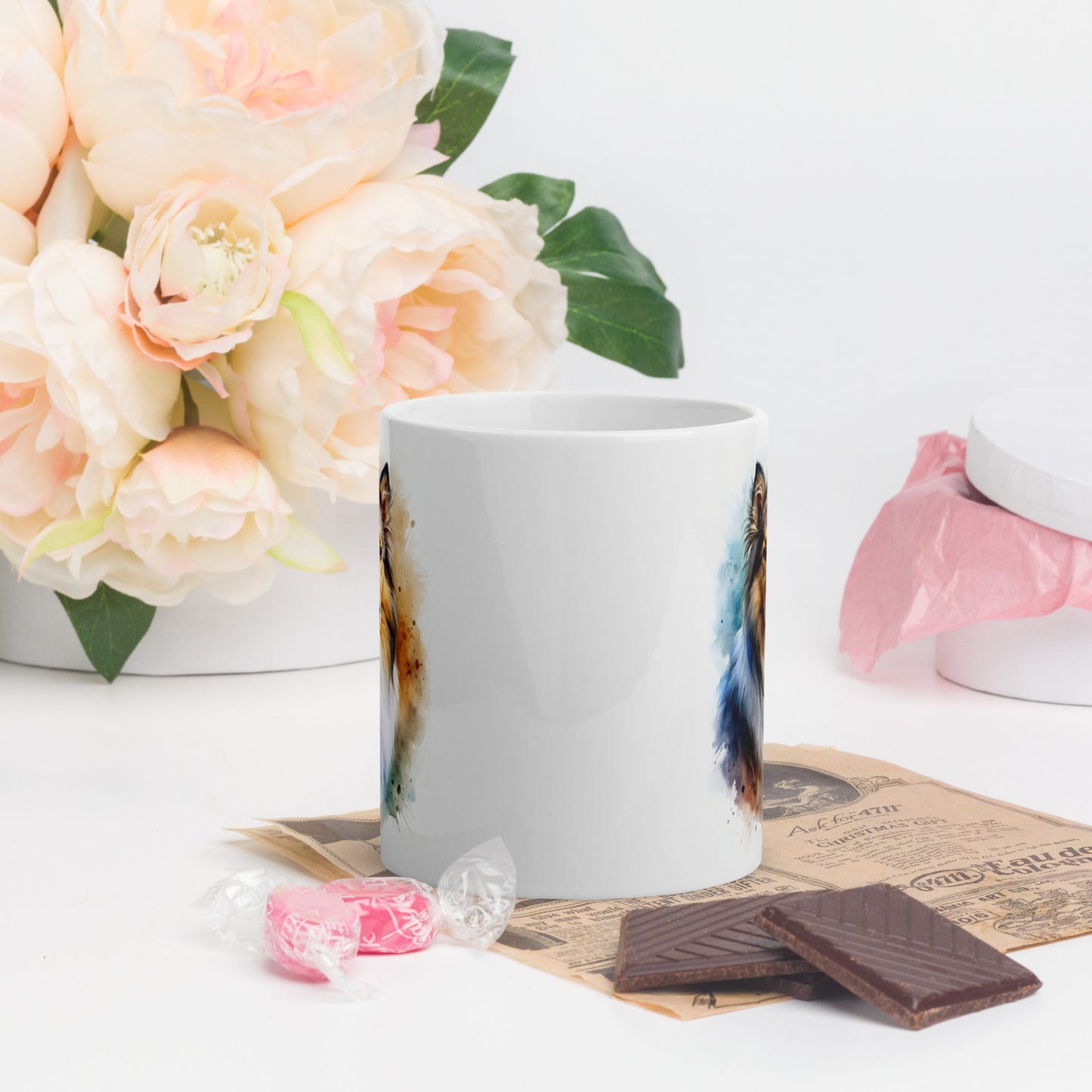 Collie white glossy mug