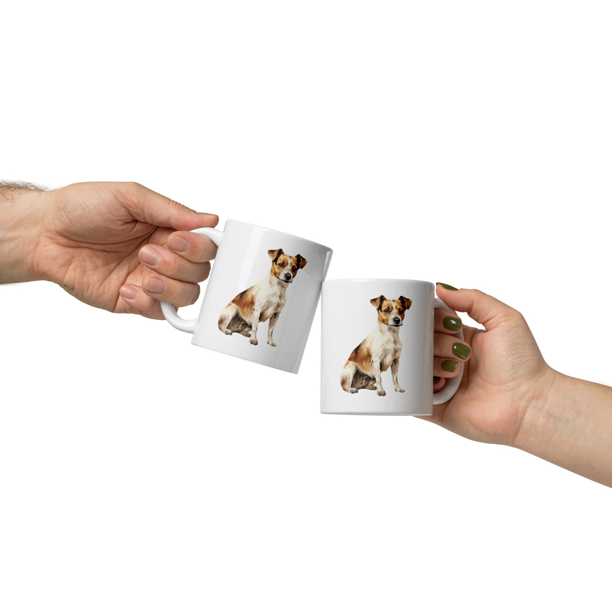 Jack Russell white glossy mug