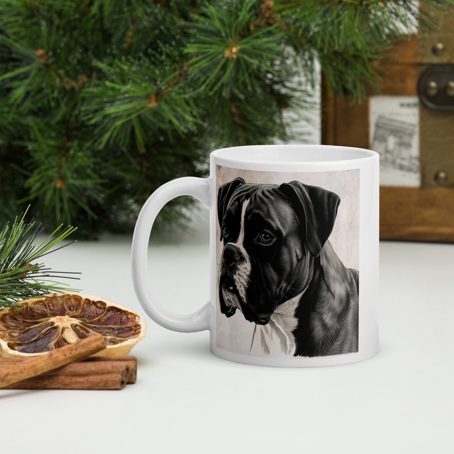 Boxer white glossy mug