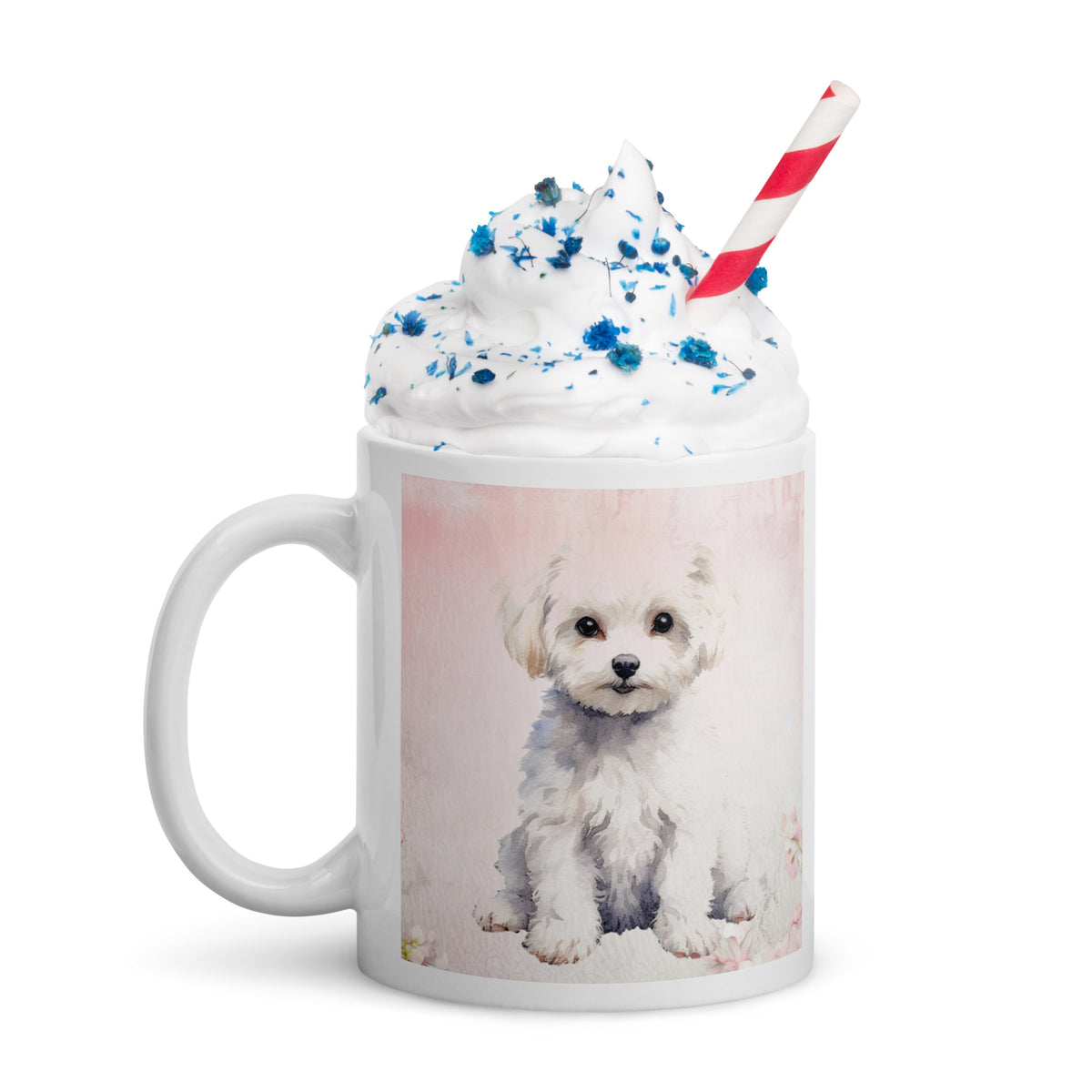 Maltese white glossy mug