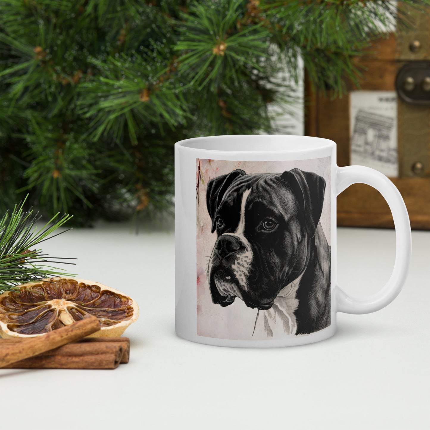 Boxer white glossy mug