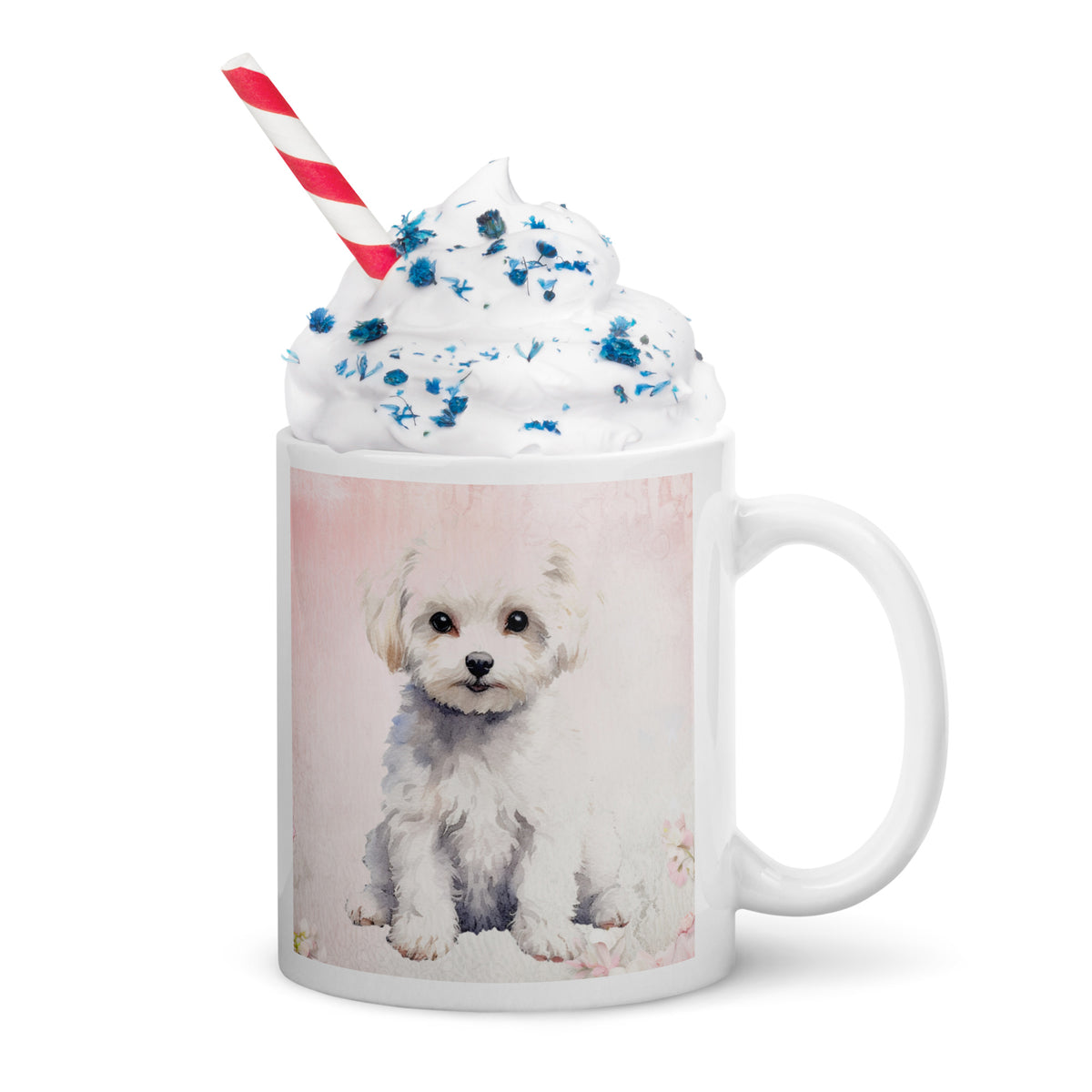 Maltese white glossy mug