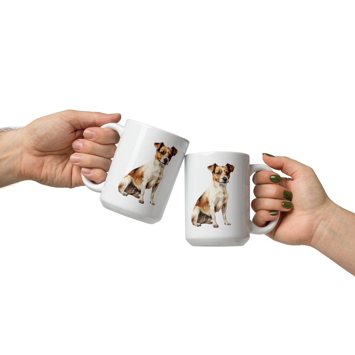 Jack Russell white glossy mug
