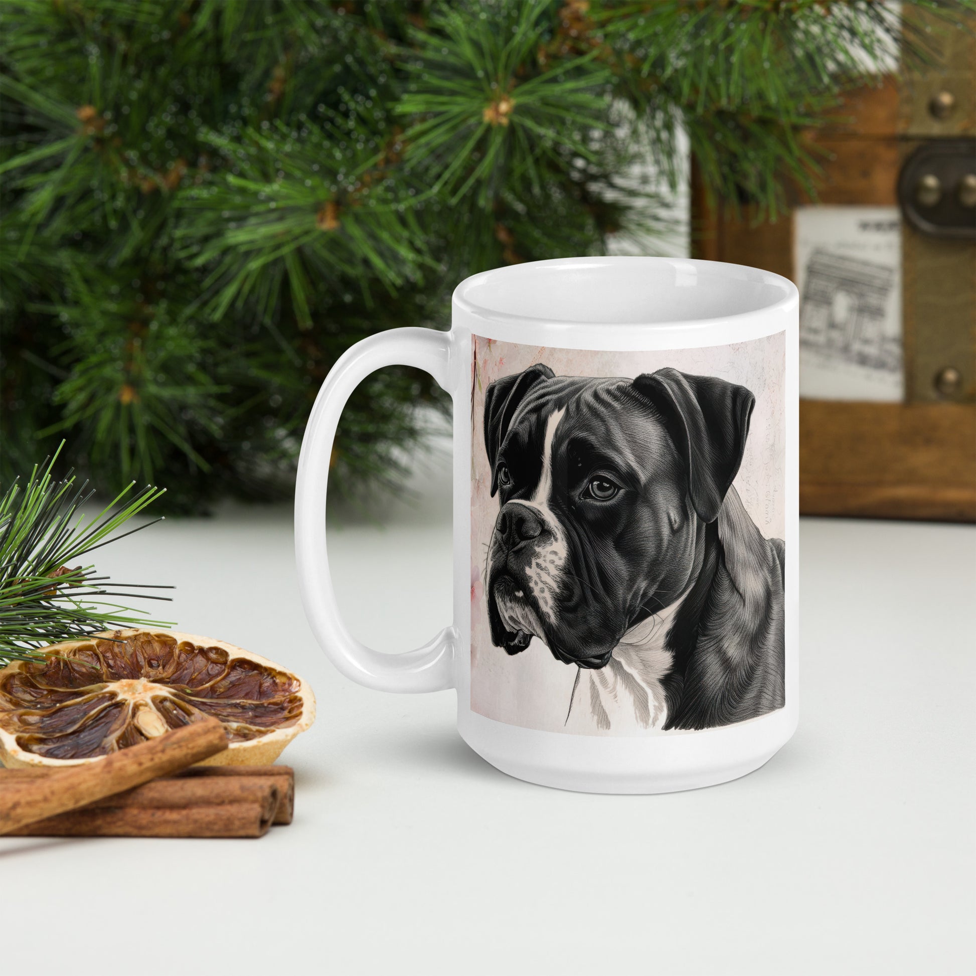 Boxer white glossy mug
