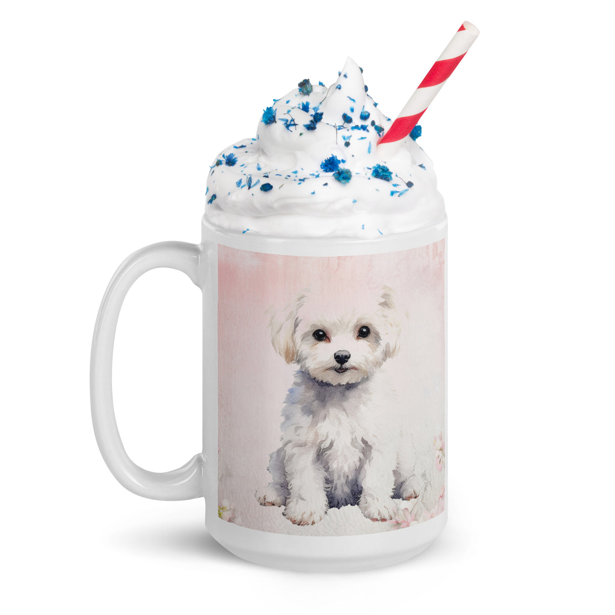 Maltese white glossy mug
