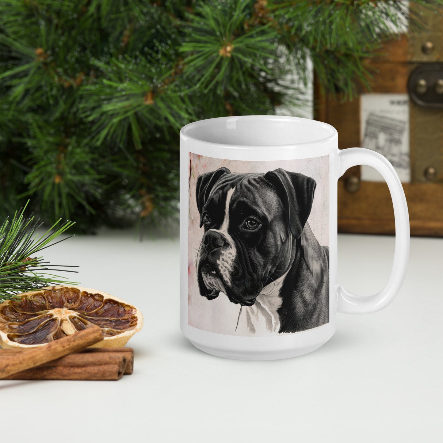 Boxer white glossy mug