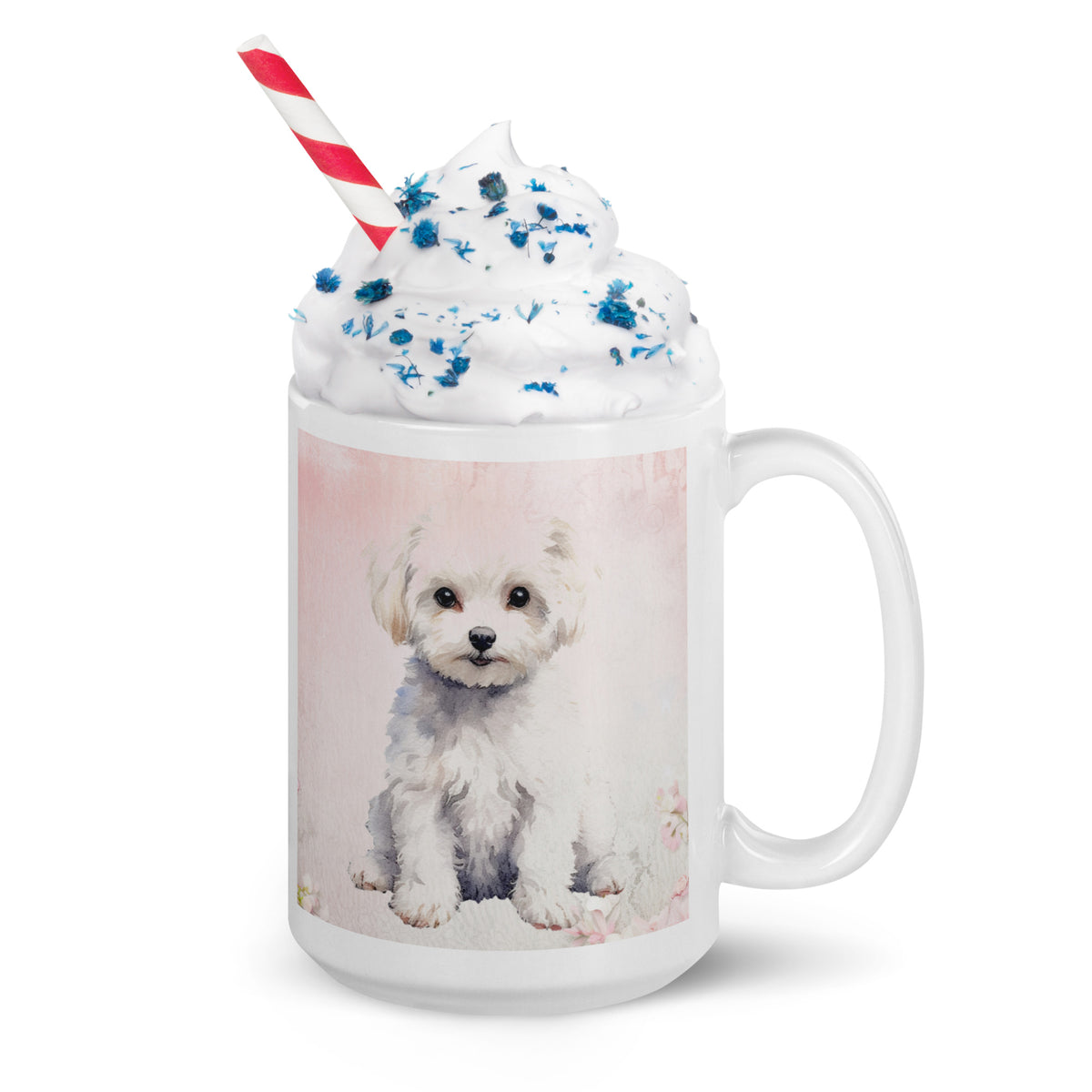 Maltese white glossy mug