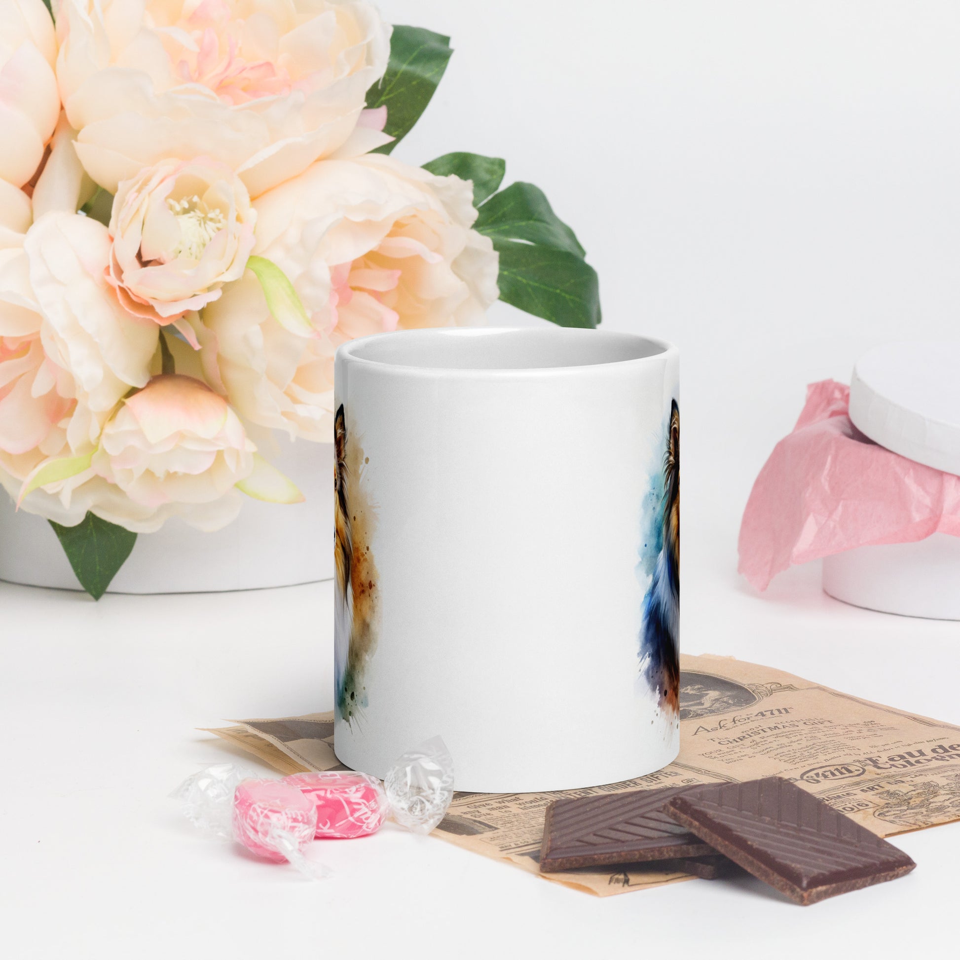 Collie white glossy mug