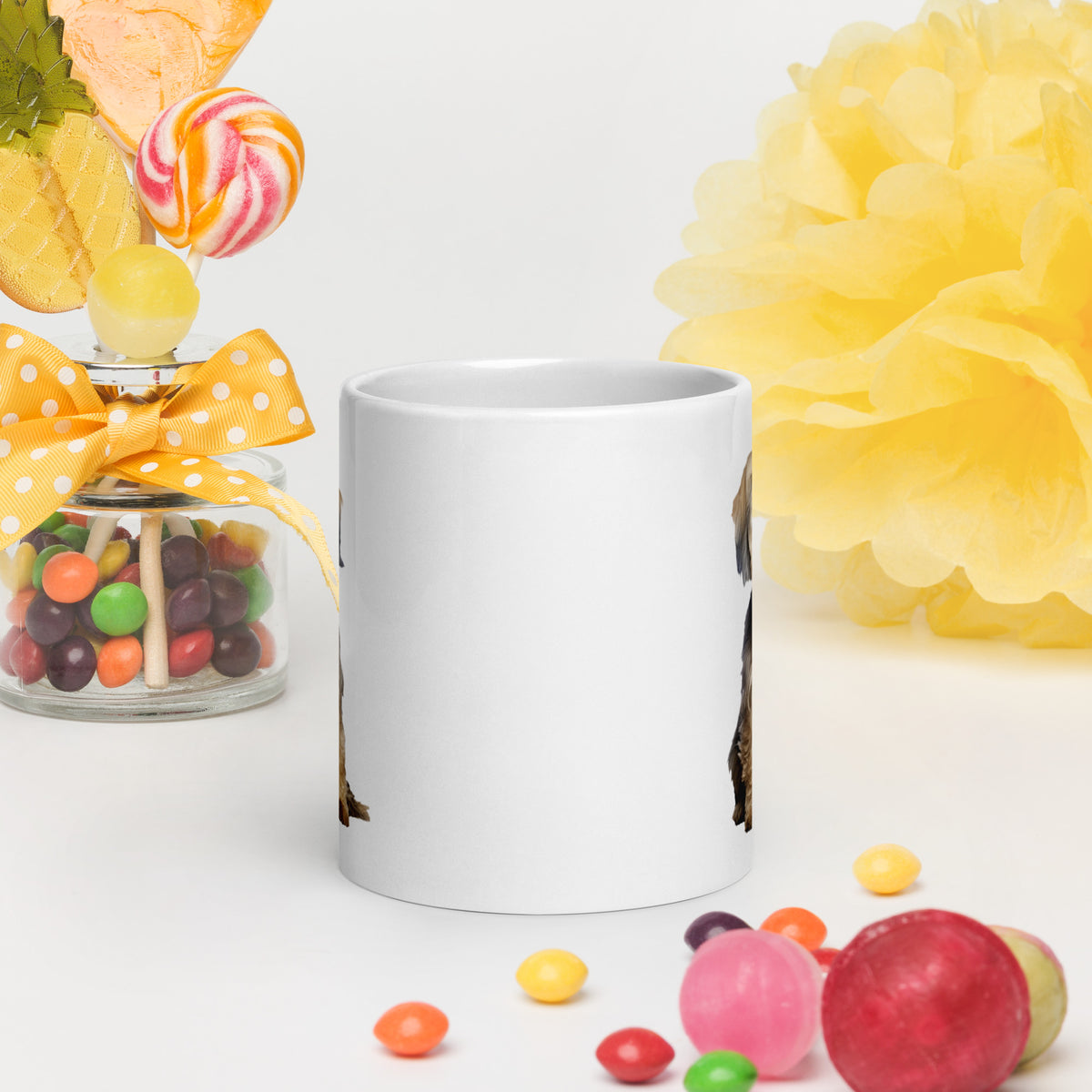 Dandie Dinmont white glossy mug
