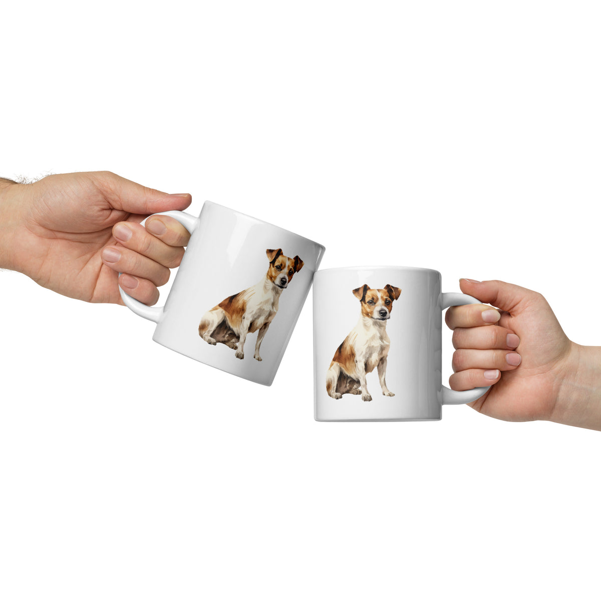 Jack Russell white glossy mug