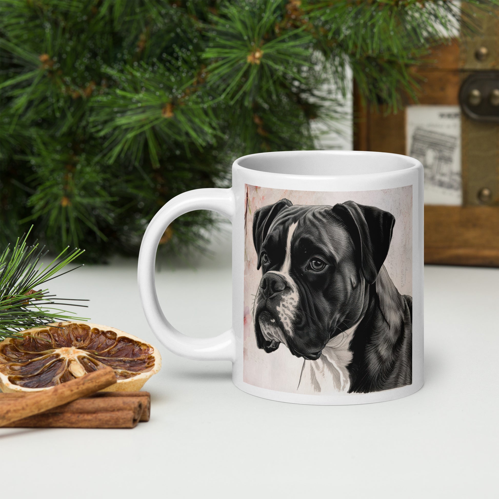Boxer white glossy mug