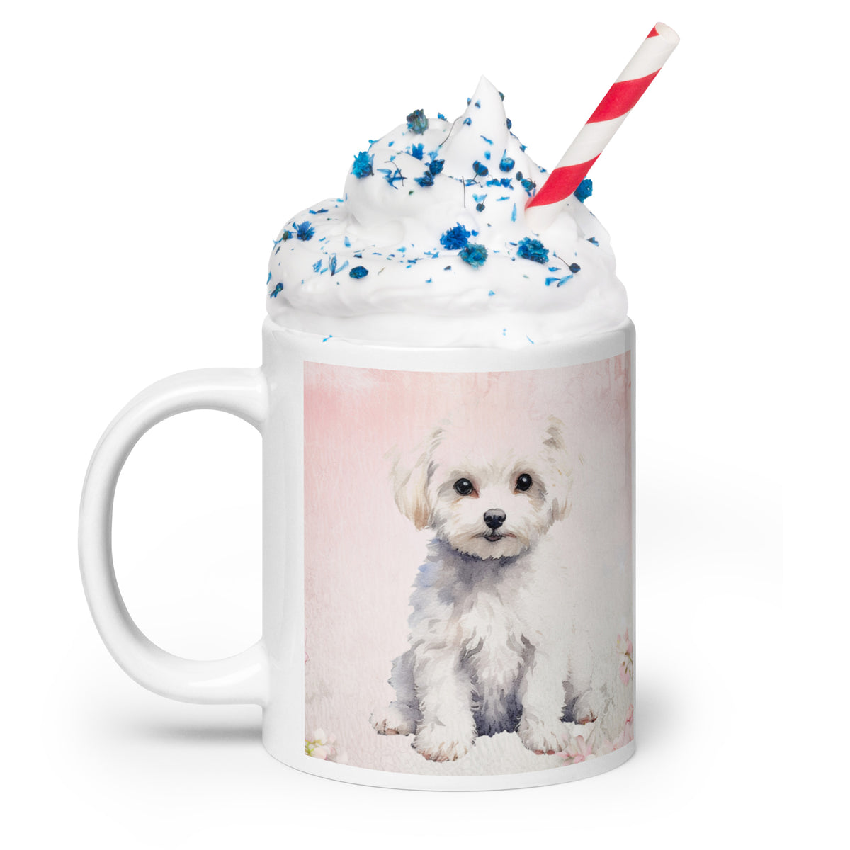Maltese white glossy mug