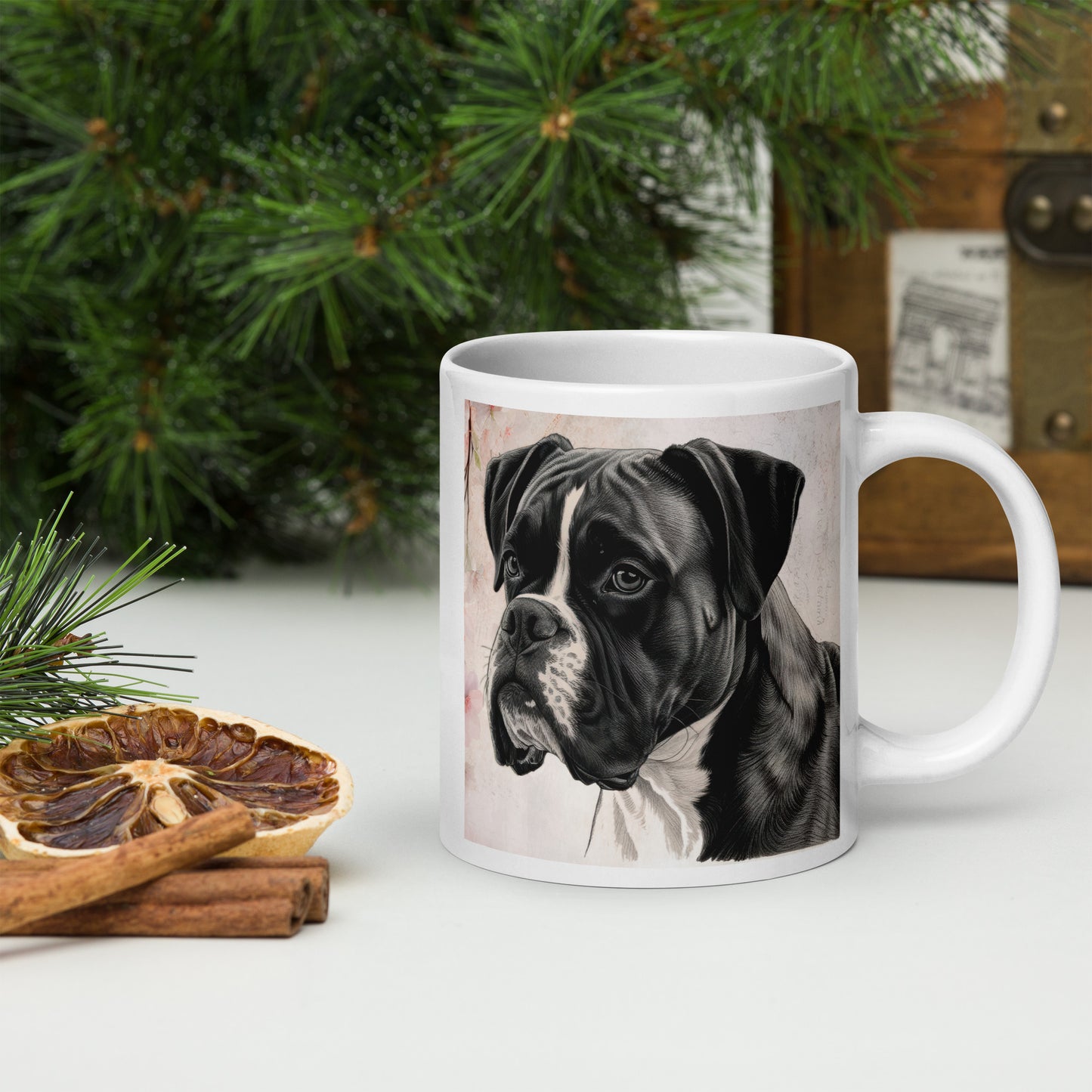 Boxer white glossy mug