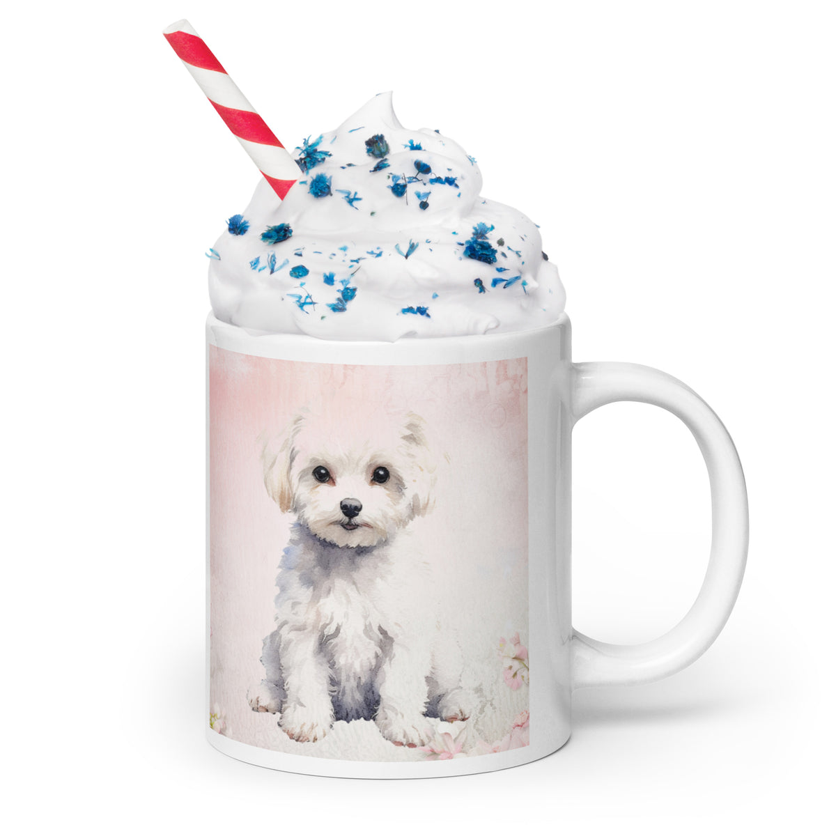 Maltese white glossy mug