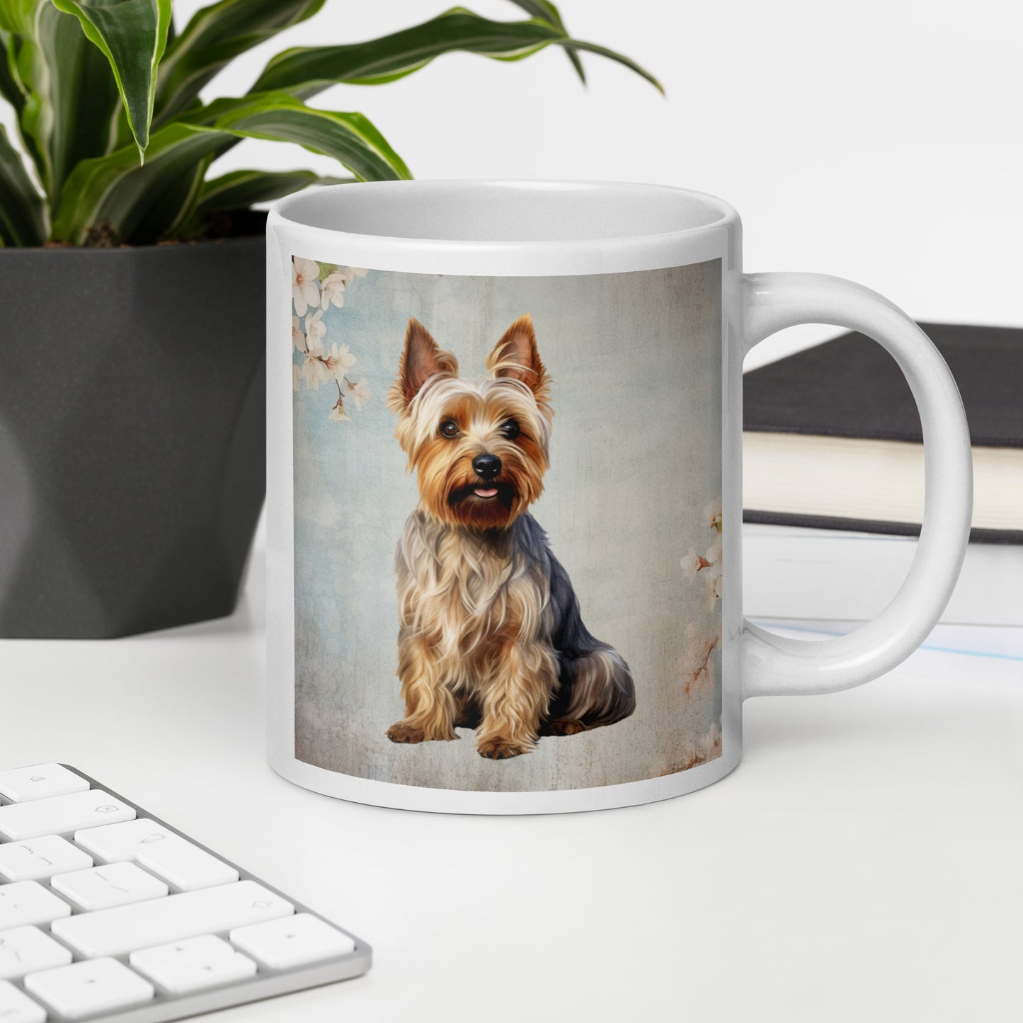 Australian Terrier white glossy mug